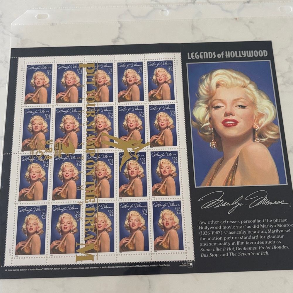 Legends of Hollywood 
Marilyn Monroe $.32 stamps 
Sheet of 20 stamps